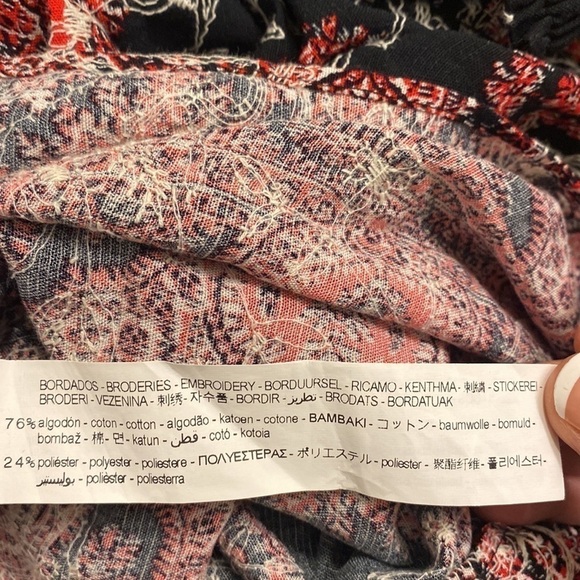 ZARA Boho Flowy Off the Shoulder Paisley Embroidered Blouse Top w/Wrist Ties XS - Picture 9 of 9